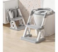 OHMG - Reductor de inodoro infantil con escalera,Asiento de inodoro plegable para aprendizaje de la limpieza,Elevador de inodoro infantil con escalera antideslizante,Adaptador inodoro para niños y