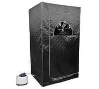 OHMG Sauna, Sauna de vapor portátil, 3 L, sauna plegable, cabina de 1000 W, con mando a distancia y 1 instrumento de fumigación, para spas de sauna y tienda de desintoxicación (negro(100 x 80 x 170