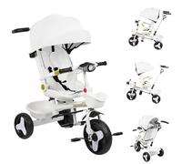 OHMG Triciclo evolutivo,5 en 1,9 Meses a 25 kg,Triciclo Infantil,Bicicleta para niños, Asiento Giratorio 360º, Manillar y Capota, Arnés de Seguridad, Cesta Timbre, Carrito,reposapiés y Parasol