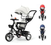 OHMG Triciclo evolutivo para bebé plegable con asiento giratorio de 360° para bicicleta de 2 años, cochecito de bebé, corredores de juguete, 1-5 años o 25 kg,Capota extensible y asa parental