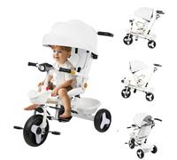 OHMG Triciclo para bebé escalable, 5 en 1 cochecito plegable, triciclo infantil con guardaespaldas extraíble, toldo ajustable, arnés de seguridad, pedal plegable, cochecitos de 3 ruedas