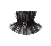 OhMill Collar victoriano de tul gótico plisado con perlas