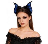 OhMill Diadema de orejas de maléfica, cuernos de diablo, diadema de alas de murciélago, orejas de murciélago, diadema de orejas peludas de Halloween, para mujer