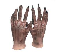 OhMill Guantes de Zombie Guantes de Momia Simulación, Manos Quemadas, Guantes de Vampiro, Manos Heridas, Disfraz de Miedo de Halloween para Halloween Cosplay Mardi Gras, Fiesta, rojo, 32.5*17cm