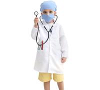 OhMill - Juego de disfraces de doctor para niños y estetoscopio, disfraz cirujano, cosplay, disfraz de escena de médico, niño y niña, para Halloween Crnaval, fiesta, juego de rol