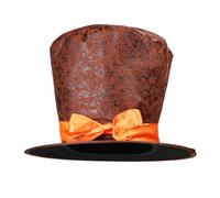 OhMill Sombreros steampunk para hombre, sombrero de 8 pulgadas de alto, sombrero de mago de piel sintética, sombrero de mago para adultos con textura de 57 cm