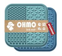 OHMO Alfombrilla Lamedora Perros Gatos con Ventosas (2 Piezas, Azul Claro y Oscuro), Tapete Antiahogo para Ansiedad, Alimentador Lento Silicona, Ideal para Yogur, Mantequilla y Snacks