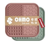 OHMO Alfombrilla Lamedora Perros Gatos con Ventosas (2 Piezas, Verde Claro y Rosa), Tapete Antiahogo para Ansiedad, Alimentador Lento Silicona, Ideal para Yogur, Mantequilla y Snacks