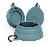 OHMO - Bebedero Perro portatil antisalpicaduras Grande, Cuenco Plegable para Mascotas a Prueba de Salpicaduras y sin ensuciar para Viajes por Carretera, diseño único (700 ml, Azul Claro)