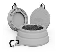 OHMO - Bebedero Perro portatil antisalpicaduras Grande, Cuenco Plegable para Mascotas a Prueba de Salpicaduras y sin ensuciar para Viajes por Carretera, diseño único (700 ml, Ceniza)