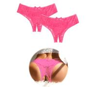 ohmydear 2 Piezas Tanga Abierto de Encaje Braguitas Mujer Sexy Transparente Tanga Ouvert Talla Grande Bragas Abiertas Cintura Baja Ropa Interior Slip Eróticas Estampado Floral