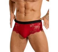 ohmydear Boxer Hombre Sexy Calzoncillos Encaje con Cinturón Elástico Transparente Boxers Hipster para Hombres Grandes Talla Ropa Interior