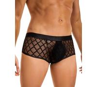 ohmydear - Calzoncillos de malla para hombre sexy y transparente con cinturón elástico boxers hipster ajustados rombo mini pantalones cortos de gran tamaño, ropa interior, ropa interior, ropa interior