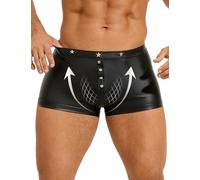 ohmydear Calzoncillos tipo bóxer para hombre, de piel, seductor, elásticos, bragas sexy de imitación con bulge Sissy, ropa interior para hombre seductora caliente masculina tanga gay slip lencería