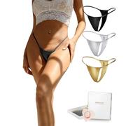 ohmydear Mini G Tanga para Mujeres Cuero Sintético Micro Bikini Tanga Tallas Grandes Cintura Baja Ropa Interior Mujer Sin Costuras Tanga Sexy T-Back Calzoncillos para Playa Clubes Nocturnos Fiesta, 3