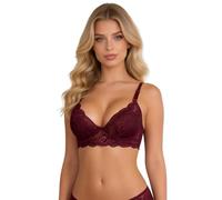 ohmydear Sujetador para Mujer Clásico Sujetador de Encaje Push Up Talla Grande con Armadura Brasieres de Mujer Sexy con Aros Sujetadores Básicos con Correa Ajustable, Rojo