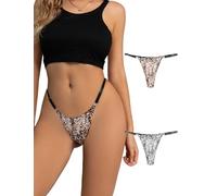 Ohmydear Tanga G-String Mujer Leopardo Bragas String Seductora Bikini Slip Sexydonna Hot Sin Costuras, Amarillo+Blanco Leopardo, XXL