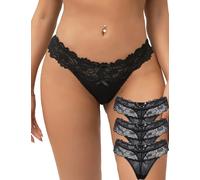 ohmydear Tangas de Encaje Transparente Bragas Brasileñas Señoras 1/2/3 Pack Slip Hipster Elástica Cintura Baja Braguitas Sexy Eróticos Ropa Interior Mujer Tallas Grande G-String