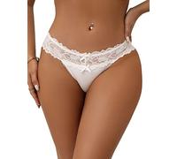 ohmydear Tangas de Encaje Transparente Bragas Brasileñas Señoras 1/2/3 Pack Slip Hipster Elástica Cintura Baja Braguitas Sexy Eróticos Ropa Interior Mujer Tallas Grande G-String