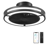 Ohniyou 19" Ventilador de techo sin aspas con luces y mando a distancia, luz Led regulable y 6 velocidades de ventilador, ventilador de techo empotrable de perfil bajo para dormitorio,salón