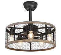 Ohniyou Ventilador de Techo con Luz Vintage, Ventilador Techo Rústico de 50.8 cm, Mando a Distancia, Silencioso, Motor Reversible, 6 Velocidades, Ventiladores de Techo con Luz