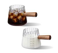 Ohola - 2 tazas de espresso de 6 onzas, tazas medidoras de vidrio con boquilla en forma de V, marcas en onzas y ml