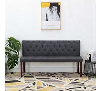 OHOOWOO Banco de Piel de Ante Artificial Gris 148,5 cm,Banqueta de Terciopelo de 2 Plazas Retro Banqueta Tapizada Acolchada Cómoda para el Hogar, Salón o Recibidor Muebles