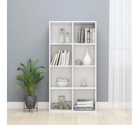 OHOOWOO Estantería/Aparador contrachapada Blanco Brillo 66x30x130 cm,Amplia Estantería de Madera contrachapada con 8 Compartimientos para Libros y Medios Armarios y estanterías