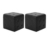 OHOOWOO Puf 2 Unidades Cuero sintético Negro 30x30x30 cm Salón Muebles