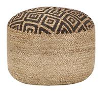 OHOOWOO Puf Hecho a Mano Negro 45x30 cm Yute Salón Muebles