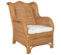 OHOOWOO Salón Muebles Sofá con cojín ratán Natural y Lino marrón Claro