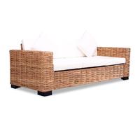 OHOOWOO Salón Muebles Sofá de 3 plazas de ratán Natural