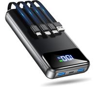 OHOVIV Cargador portátil de batería de 50000 mAh, batería externa de carga rápida de 22.5 W con cables integrados, cargador de teléfono portátil USB-C esencial para viajes, para iPhone, Samsung, Pixel