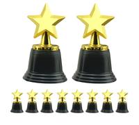 OHPHCALL 10 Trofeos de Estrella Dorados de Plástico Abs, Ideales para Juegos y Competencias Infantiles, Paquete de 10 Unidades