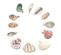 OHPHCALL 12 Piezas de Accesorios de Conchas Naturales para Manualidades, Conchas Decorativas Pequeñas Borde Dorado, Suministros para Hacer Collares y Aretes, Ideales para Estilo Aleatorio