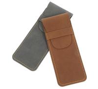 OHPHCALL 2 Piezas Funda de Cuero PU Vintage para Bolígrafos Estuche Protector Compacto y Portátil para Oficina y Universidad Estilo Aleatorio Gris Marrón