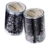 OHPHCALL 2 Rollos de Cintas para Manualidades Patrón de Encaje y Adhesivo, Material Pet Portátil y Fácil de Almacenar para Escritura de Cartas y Álbumes
