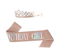 OHPHCALL 2piezas De Rhinestone y Sash De Impresión Para Fiesta De Cumpleaños Accesorios De Celebración Para Mujeres y Niñas