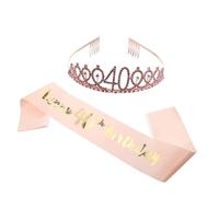 OHPHCALL 2piezas y Sash De Cumpleaños Para Mujer Conjunto De Fiesta Elegante Para Años Decoración Brillante Letras Doradas y Cinta Para Celebraciones De Cumpleaños