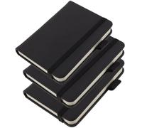 OHPHCALL 3 Cuadernos de Bolsillo Ligeros y Portátiles Cubierta de Pu Negro, Bloc de Notas Pequeño para Oficina y Escritura Creativa, Paquete de 3 Unidades