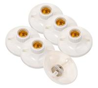 OHPHCALL 6 Piezas Portalámparas E27 de Cerámica Casquillo Cuadrado Blanco, Base de Lámpara Fácil de Instalar para Uso Portátil en Iluminación Doméstica