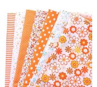 OHPHCALL 7 Piezas Telas de Algodón Liso y Estampado Floral Naranja para Patchwork DIY Retazos para Costura Acolchado y Manualidades Creativas el Hogar