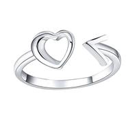 OHPHCALL Anillo Abierto Ajustable de Corazón y Flecha Anillo de Moda para Mujer Diseño Hueco en Metal Plateado de Banda Abierta Obsequio Adecuado para Mujer y Niña Uso Diario y Ocasiones