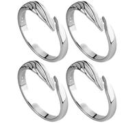 OHPHCALL Anillos a Juego para Parejas 4 Piezas, Anillo Abierto Ajustable de Aleación de Zinc para Hombre y Mujer, Diseño Angel y Demonio, Joyas de Promesa para Bodas y Cumpleaños