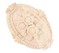 OHPHCALL Aplique Ovalado de Madera sin Pintar para Muebles, Flor Tallada para Decoración de Camas, Escaleras y Gabinetes, Diseño Artesanal para Uso en Hogar y Bricolaje