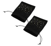 OHPHCALL Bolsa de Tarot de Terciopelo Negro Cordón, Portátil y Pequeña para Almacenamiento Seguro de Joyas, Pack de 2 Unidades Adecuado para Cartas y Regalos