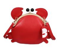 OHPHCALL Bolso de Hombro Femenino en Forma de Cangrejo, Bolso Bandolera de PU Cierre de Beso, Tamaño Práctico para Guardar Cosméticos y Llaves, Color Rojo 17 X