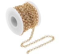 OHPHCALL Cadena de Aluminio Dorada para Hacer Joyas, Resistente y Bien Pulida, Adecuado para Cordón Colgante DIY y Creación Artesanal de Bisutería