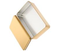 OHPHCALL Caja Rectangular de Hojalata Dorada con Tapa Contenedor Metálico para Almacenamiento Doméstico y Regalos de Boda Caja para Dulces Galletas y Recuerdos Navideños Pequeño