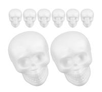 OHPHCALL Calaveras de Espuma para Manualidades Halloween 8 Unidades, Cabezas de Calavera de Poliestireno Color Blanco de 12 Cm para Decoración Diy, Adornos Terroríficos para Casa y Eventos